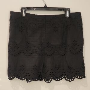 Adiva Black Eyelet High Waist Shorts